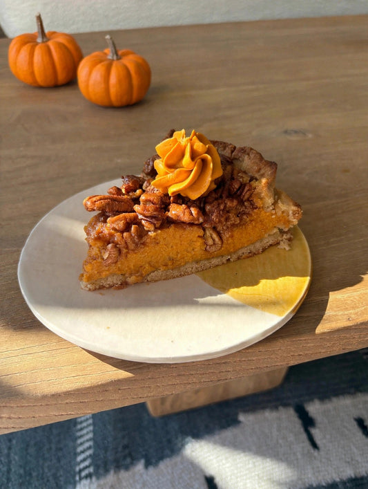 Spiced Pumpkin Pie with Pecan Streusel & Spiced Orange Chantilly