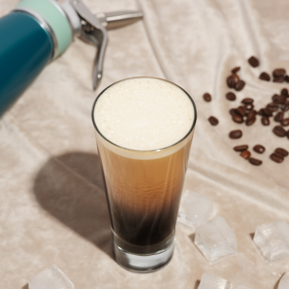 Nitro Kafo nitro cold brew coffee maker dispensing creamy stout coffee.